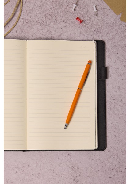 Kişiye Özel Turuncu Tourch Pen Mavi Mürekkepli Düz Tükenmez Kalem