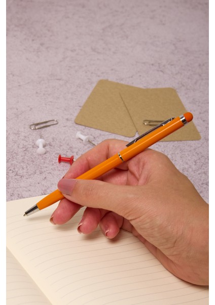 Kişiye Özel Turuncu Tourch Pen Mavi Mürekkepli Düz Tükenmez Kalem fiyatları