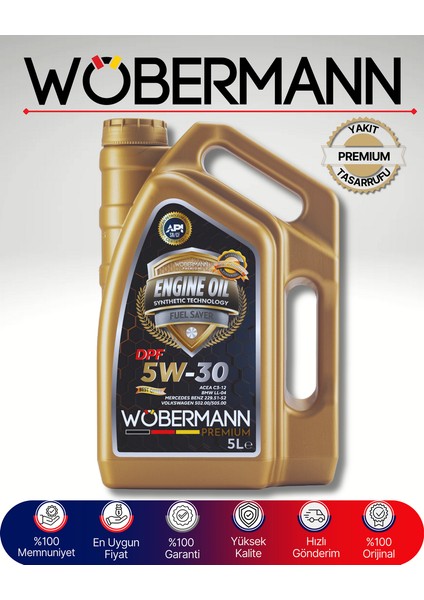 Premium 5W-30 Dpf Sentetik Motor Yağı 5 Litre - Üstün Koruma ve Yakıt Verimliliği
