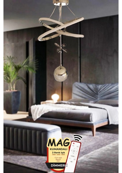 Clasy Model Gold Kumandalı 3 Renk Modern Ledli Sarkıt Avize