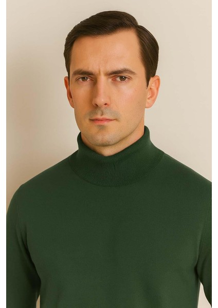 Fincher Yarım Balıkçı Fit Kalıp Boğazlı Erkek Kazak - Yeşil indirimleri