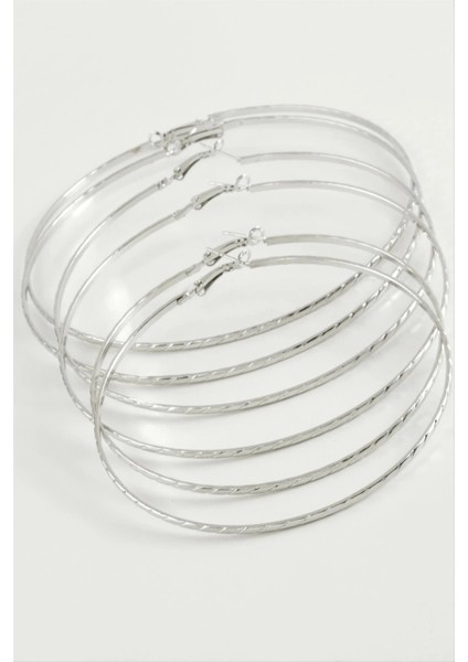 Zincir Desenli Metal Halka Küpe 6 Adet