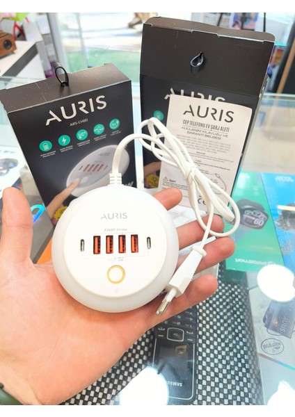 Auris ARS-CH80 40W 2x Type-C + 4x USB Çoklu Şarj Istasyonu | One Touch Işıklı Hızlı Şarj Adaptörü fırsatları