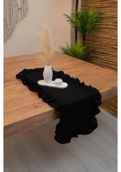 Rufle | Siyah Çift Fırfırlı Runner 40 x 110 fiyatları