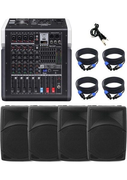 Okul Ses Sistemi Seti 2 | 12" Hoparlörlü Anfi Zil Saati Uyumlu | Konferans ve Anons Kullanımı Için