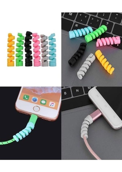 Renkli Spiral Kablo Koruyucu – Şarj ve Kulaklık Kablo Kırılma Önleyici Silikon Koruma | Evrensel Uyumm indirimleri