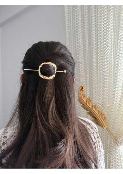 Pinterenst Dalgalı Çember Model 11CM Gold Renk Metal Topuz-At Kuyruğu Saç Tokası fırsatları