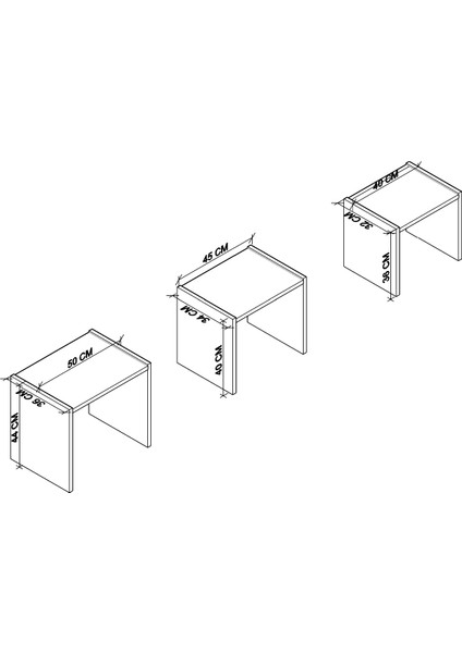Vera 3'lü Zigon Sehpa , Servis Sehpası Sandık (Ceviz) fiyatları