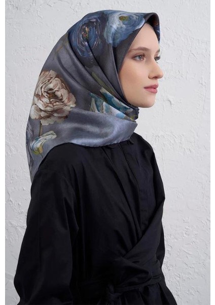 2025 Desenli Saf Ipek Twill Eşarp 9419-36