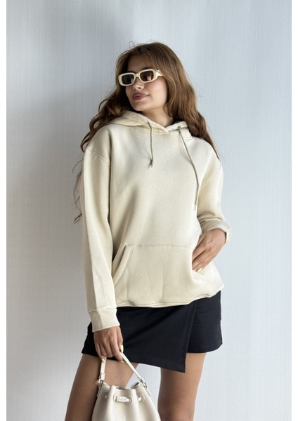 Kadın Kapüşonlu Kanguru Cepli Oversize Sweatshirt fiyatları