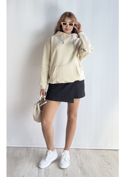Kadın Kapüşonlu Kanguru Cepli Oversize Sweatshirt indirimleri