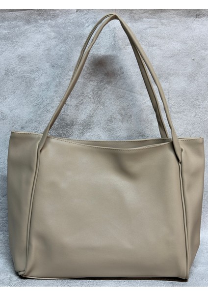 Krem Renkli Omuz Askılı Fermuarlı Suni Deri Kadın Çanta fiyatları