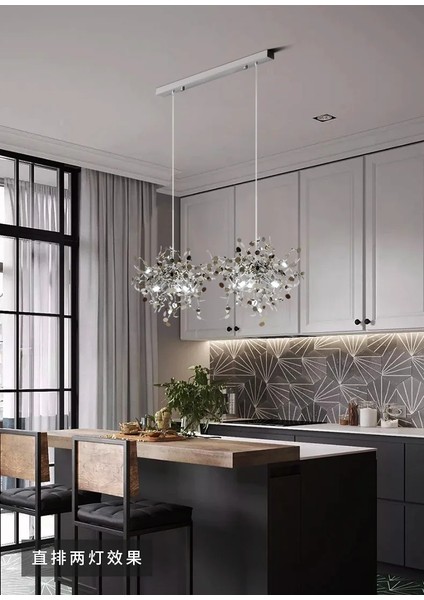 Modern Ikili Pullu Gümüş Renkli Sarkıt Avize fiyatları