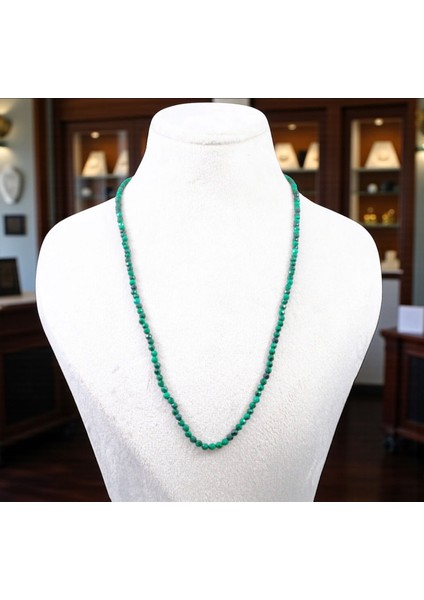 Malahit Taşı 2 mm Faset Kesim Dizi Kolye - Malakit Kolye