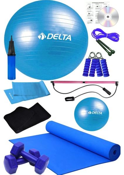 12 Li Pilates Studio Aleti Barı Pilates Seti Pilates Minderi 1 kg Dambıl Plates Topu Seti