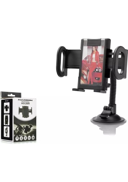 HDX8001 Uyumlu Şık Kullanışlı Cama Yapışan Dönebilen Araç Içi Telefon Tutucu Holder Siyah Cam fiyatları