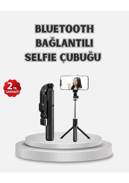 Buğz Kablosuz Bluetooth Selfie Çubuğu – 360° Dönebilir Başlık, Taşınabilir ve Şık Tasarım