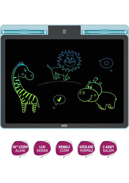 House Pratik HP78 Pilli LCD Ekran Elektronik Yazı Tahtası 16 Inç Mavi fiyatları