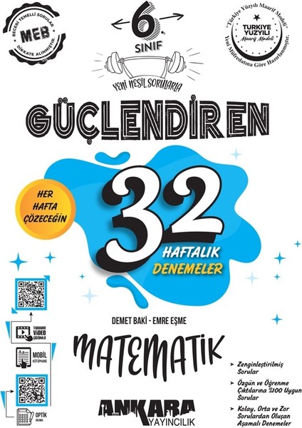 6. Sınıf Güçlendiren 32 Haftalık Matematik Kazanım Denemeleri