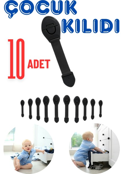 5 Adet Siyah Bebek Çocuk Güvenlik Dolap ve Çekmece Kilidi