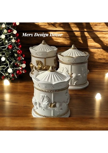 El Yapımı Kapaklı Beton Dekoratif Atlı Karınca Carousel Kutu fiyatları