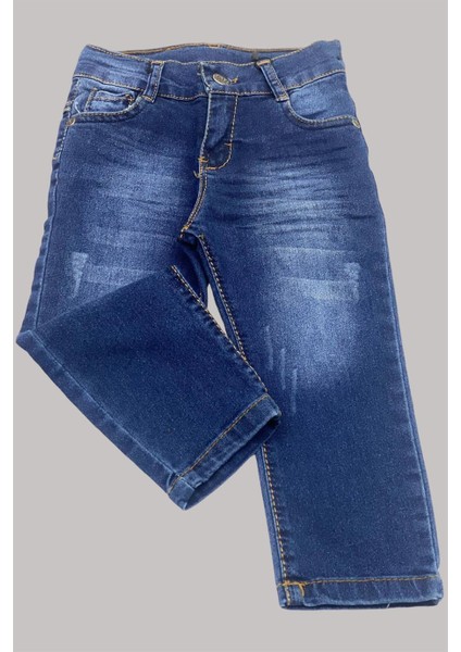 Mojo Erkek Çocuk 1-13 Yaş Slim Ft Taşlamalı Kot Pantolon Kot Mavi