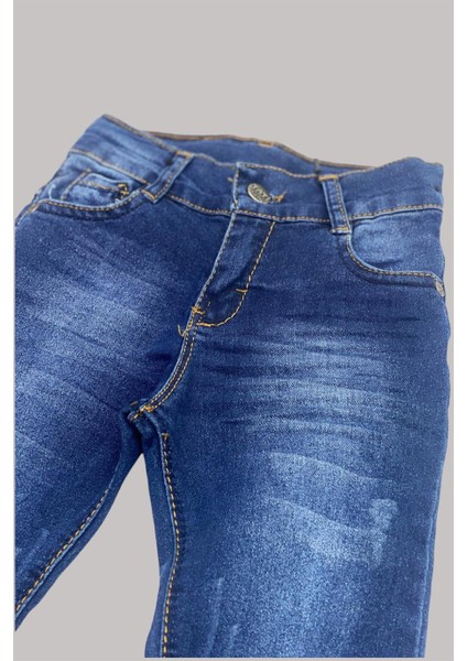 Mojo Erkek Çocuk 1-13 Yaş Slim Ft Taşlamalı Kot Pantolon Kot Mavi