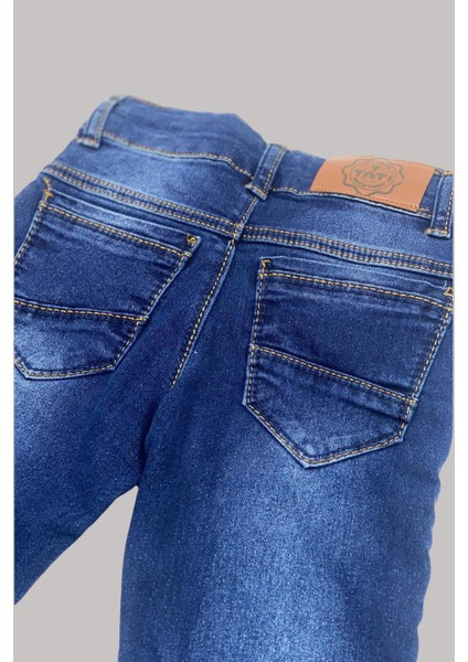 Mojo Erkek Çocuk 1-13 Yaş Slim Ft Taşlamalı Kot Pantolon Kot Mavi