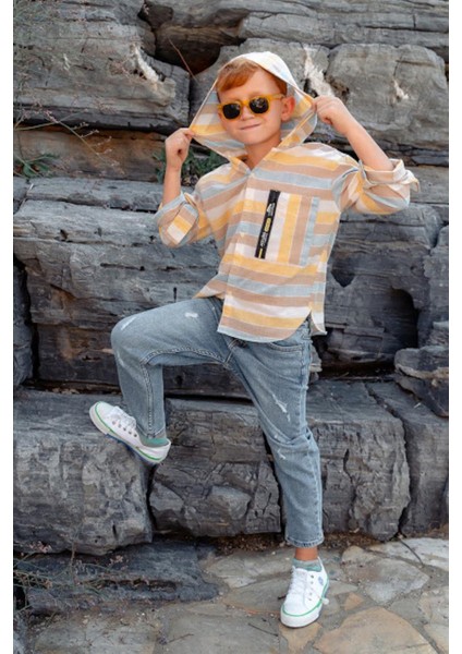 Mojo Erkek Çocuk Yıpratmalı Slim Fit Yüksek Bel Kot Pantolon 2313 Mavi fırsatları