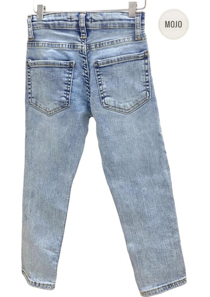 Mojo Erkek Çocuk Yıpratmalı Slim Fit Yüksek Bel Kot Pantolon 2313 Mavi indirimleri