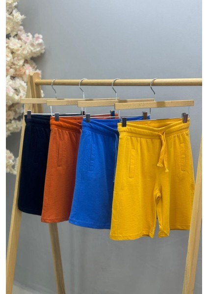 Erkek Çocuk 3-14 Yaş %100 Pamuk Penye Şort 4054 Hardal