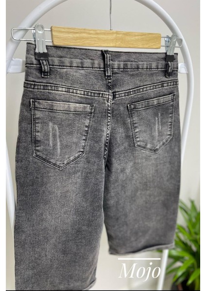 Mojo Erkek Çocuk Likralı Kot Şort LK853 Füme