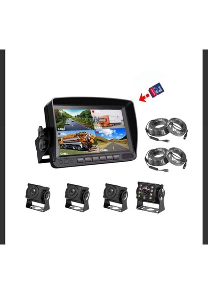 Araç Kamera Seti Pulnix PLX-924 4 Kanal 7 Inç Ekran Kayıtlı Fonksiyon (Hafıza Kartı Hediyeli)