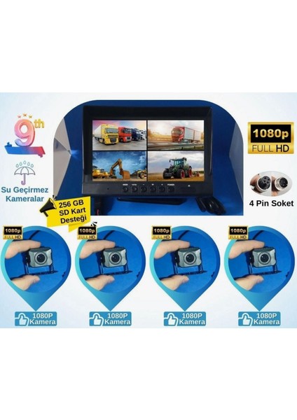 Araç Kamera Seti Pulnix PLX-924 4 Kanal 7 Inç Ekran Kayıtlı Fonksiyon (Hafıza Kartı Hediyeli) fiyatları