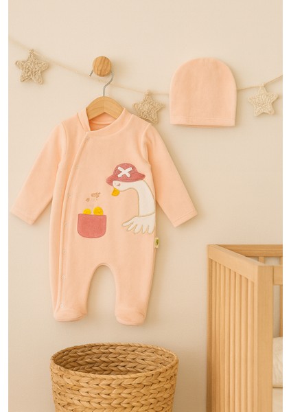 Ördek Nakışlı Kadife Bebe Tulum fiyatları