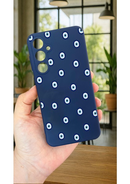 Samsung Galaxy S24FE -Nazar Boncuk Desenli Silikon Darbe Emici Klasik Korumalı Rubber Kılıf