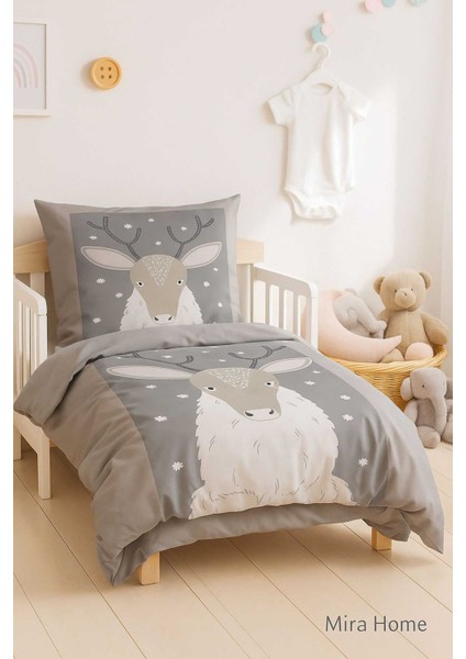 Yenidoğan Kız / Erkek Unisex Bebek Nevresim Takımı &AMP;#37;100 Pamuklu Geyik