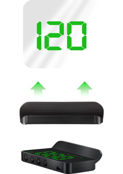 Head Up Display | Gps ve Pusula Özellikli Dijital Hız Göstergesi | Çoklu Alarm Sistemi | Tak & Çalıştır |kolay Bağlantı