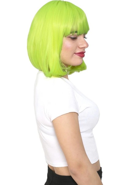 Küt Kahküllü Fiber Sentetik Peruk - Neon Sarı fiyatları