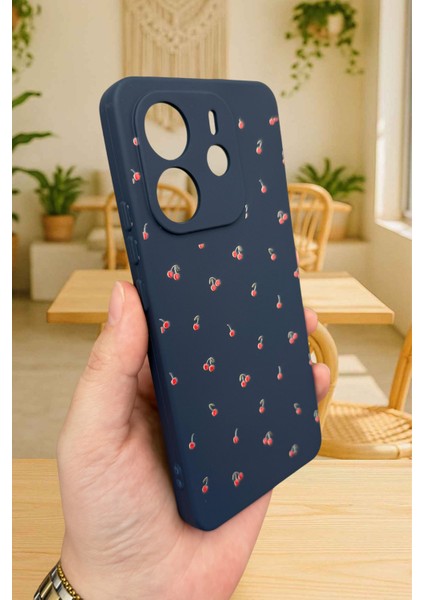 Xiaomi Redmi Note 14 - Mini Kiraz Desenli Silikon Darbe Emici Klasik Korumalı Rubber Kılıf modelleri