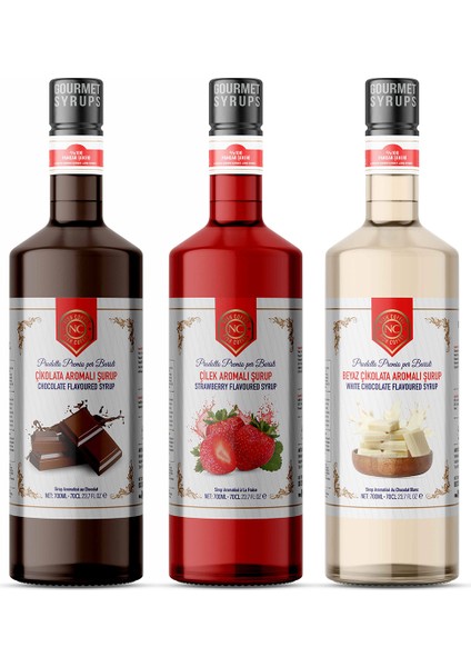 Nish Çikolata,çilek,beyaz Çikolata Aromalı Şurup 3X700 ml - Pet Şişe