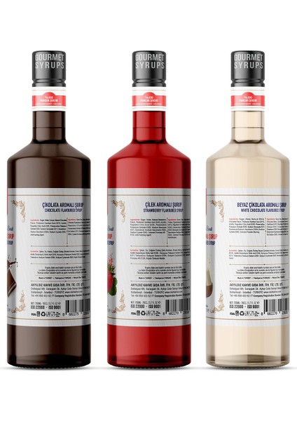 Nish Çikolata,çilek,beyaz Çikolata Aromalı Şurup 3X700 ml - Pet Şişe fiyatları