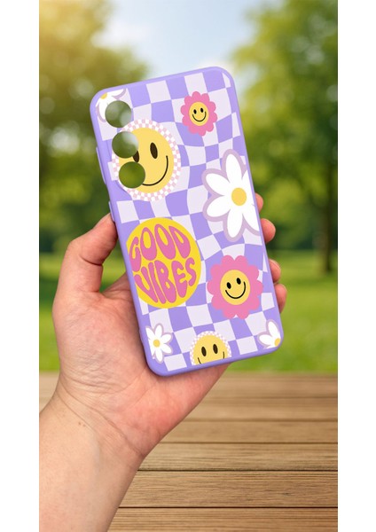 Samsung Galaxy S23FE -Good Vibes Desenli Silikon Darbe Emici Klasik Korumalı Rubber Kılıf