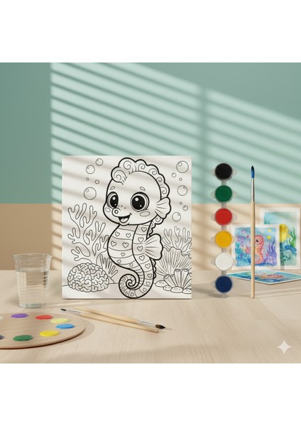 Çocuklar Için Sevimli Deniz Atı Temalı Eğitici ve Eğlenceli Boyama Seti
