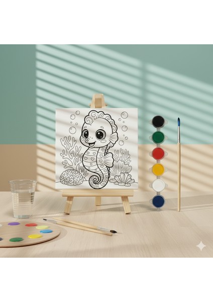 Çocuklar Için Sevimli Deniz Atı Temalı Eğitici ve Eğlenceli Boyama Seti fiyatları