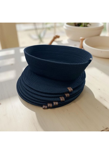 7 Parça Siyah Jüt Supla / Amerikan Servis Lux Sunum Tabak Altlığı