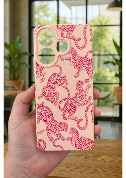 Xiaomi Redmi 13 4g Pembe Leopar Desenli Silikon Darbe Emici Klasik Korumalı Rubber Kılıf fiyatları