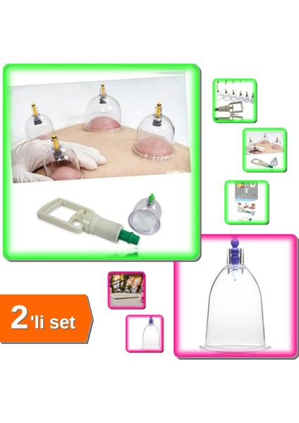 Vakumlu Hortumlu Kuppa Çekme Seti 14 Parça + Hacamat Kuppası 3 Numara 10 Adet 2li Set GY47K9