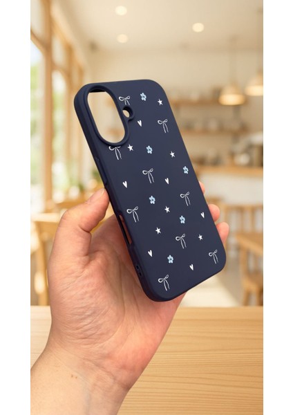 iPhone 16 -Mini Fiyonk Desenli Silikon Darbe Emici Klasik Korumalı Rubber Kılıf modelleri