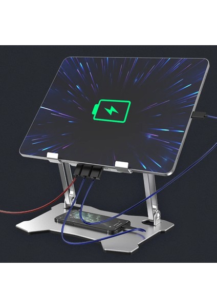 Alüminyum Katlanabilir Laptop Soğutucu Stand 4 Fanlı LED Işıklı Ergonomik Tasarım fiyatları